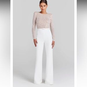 NADINE MERABI White and Silver Embellished Dress